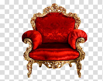 Resources Mega k, gold framed red fabric padded armchair transparent background PNG clipart