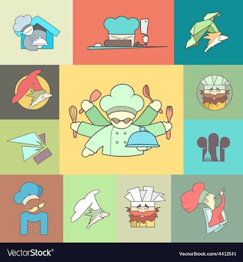 Restaurant Chef flat logo or icon Set vector image