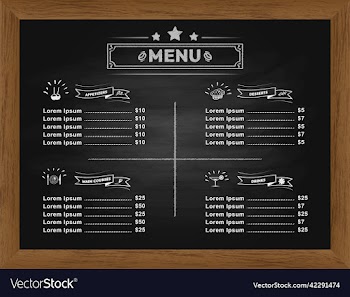 restaurant menu template hand drawn on a blackboar