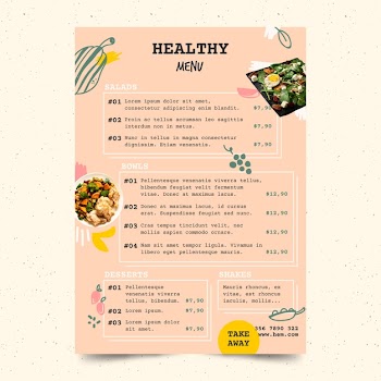 Restaurant menu template healthy food Free Vector