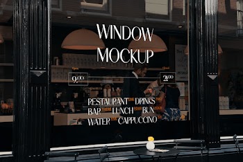 Restaurant Window PSD Mockup