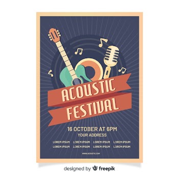 Retro acoustic festival poster template Free Vector