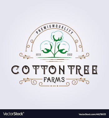 retro and vintage style of cotton tree farm logo