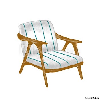 Retro armchair flat vector illustration