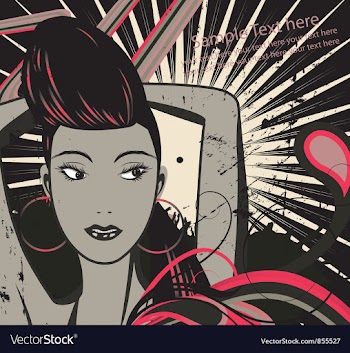 Retro background with lady vector image