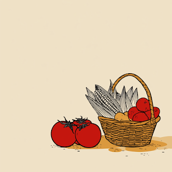 Retro Basket of Vegetables Illustration
