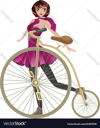 Retro Bike and Girl vector image
