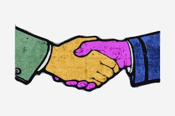 Retro business handshake clipart illustration. | Free Photo - rawpixel