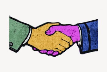 Retro business handshake clipart, illustration | Free Vector - rawpixel