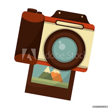 retro camera with picture photographic design