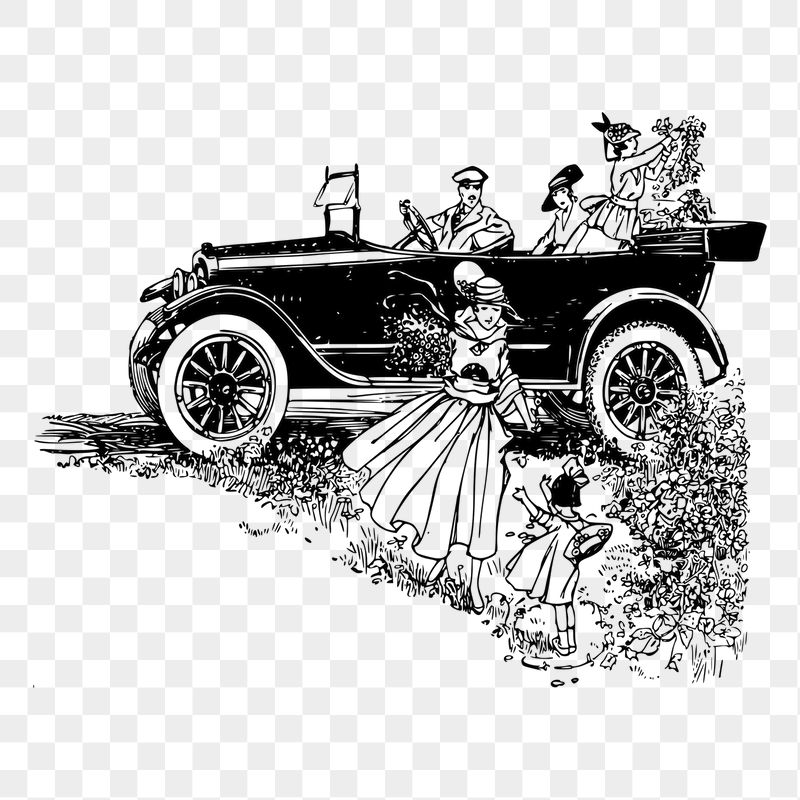 Retro car, family trip png | Free PNG - rawpixel