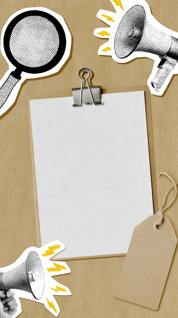 Retro Collage Layout with Clipboard and Doodle Elements