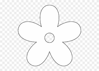 Retro Flower 9 Black White Line Art Twitter Valentine - 5 Petal Flower Black