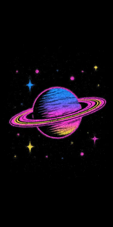 Retro Futuristic Space Art with Saturn Retro Futuristic Space Art with Saturn