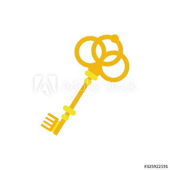 retro golden key fairytale object icon