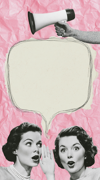Retro Gossip Collage with Megaphone