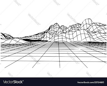 Retro grid rocks vector image