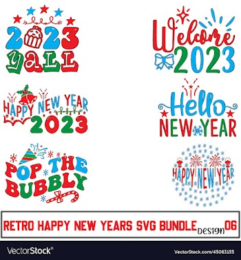 retro happy new year svg bundle