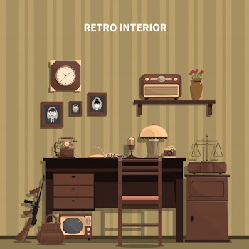 Retro interior illustration