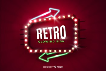 Retro lights billboard Free Vector
