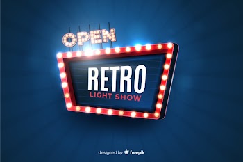 Retro lights billboard Free Vector