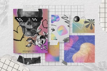 Retro mood board mockup, flat | Free PSD Mockup - rawpixel