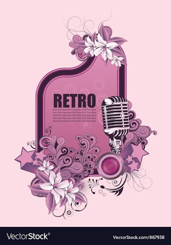 Retro music frame with microphone vector image