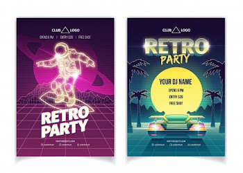 Retro music party poster set Free Vector