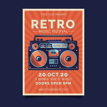 Retro music poster template Free Vector