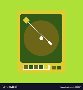 Retro music poster with vintage vinyl player vector image