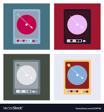 Retro music poster with vintage vinyl player vector image