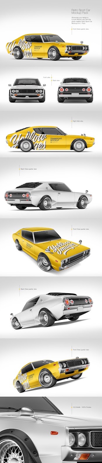 Retro Sport Car Mockup Pack
