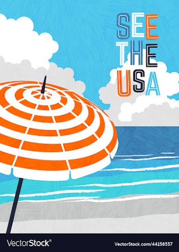 retro style travel beach design for the usa