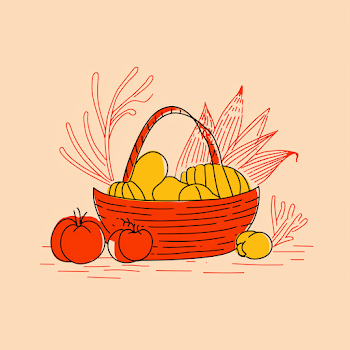 Retro Style Vegetable Basket Illustration