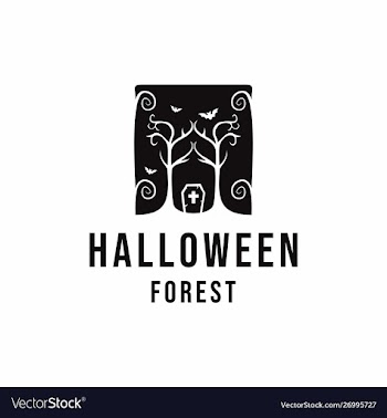 Retro styled halloween forest logo design vector image