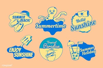 Retro summer badge set | Free stock vector - 592615