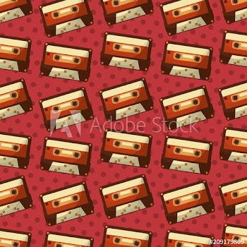 retro vintage cassette music record pattern vector illustration