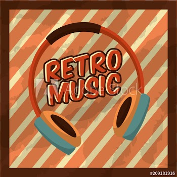 retro vintage headphones audio music vector illustration