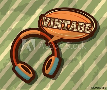 retro vintage headphones audio music vector illustration