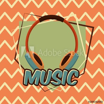 retro vintage headphones audio music vector illustration