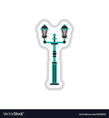 Retro vintage lamp post with electricity lantern vector image