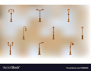 Retro vintage lamp post with electricity lantern vector image
