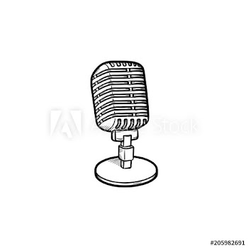 Retro vintage microphone hand drawn outline doodle icon