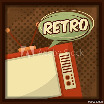 retro vintage television speech bubble dotted background vector illustration