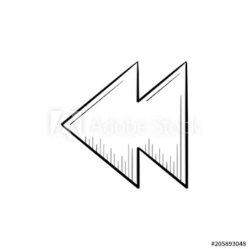 Rewind button hand drawn outline doodle icon