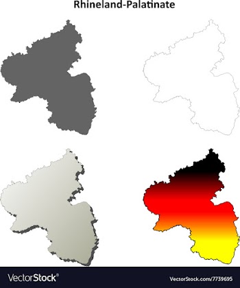 Rhineland-Palatinate blank outline map set vector image