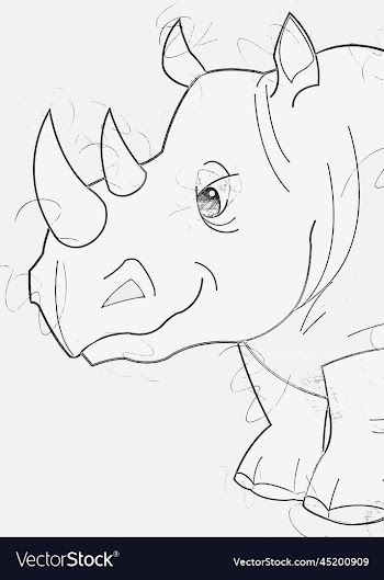 rhino animal line poster image