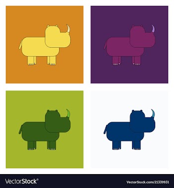 Rhino animal silhouette vector image