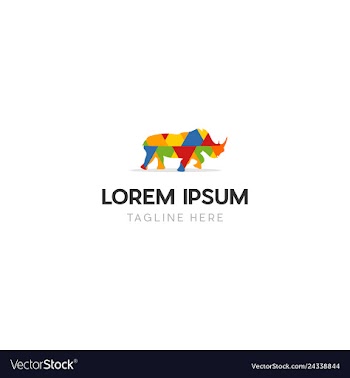 Rhino pixel colorful media logo design vector image