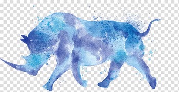 Rhino , Rhinoceros Watercolor painting Drawing, Rhino transparent background PNG clipart